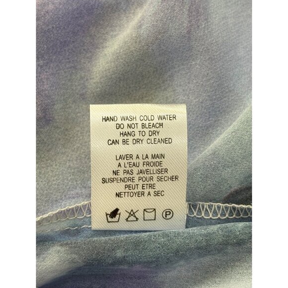 Claire Desjardins Button-Up Tunic Sheer Abstract Top Purple Yellow Womens Size M - Picture 8 of 8